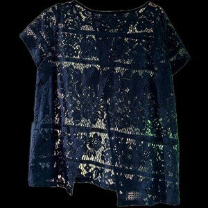 Blue lace top, size large, requires cami underneath